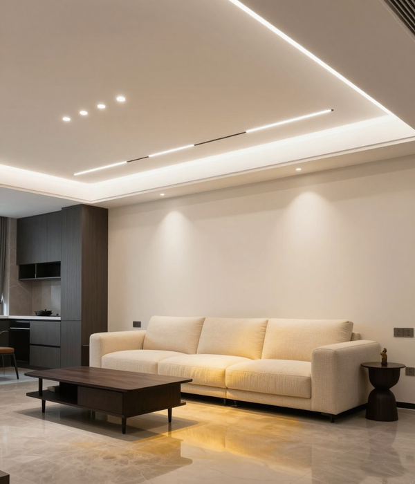 Дизайнерское LED освещение гостиной — скрытые световые линии